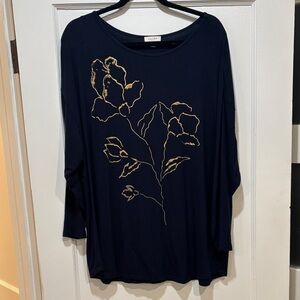 Laura navy top with gold detailing